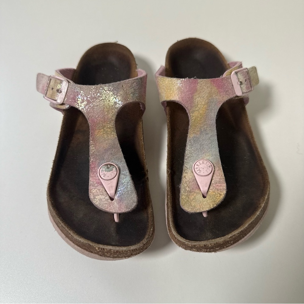 Birkenstock Pink Kids Glittery Sandals Girls Size 33 US Size 2